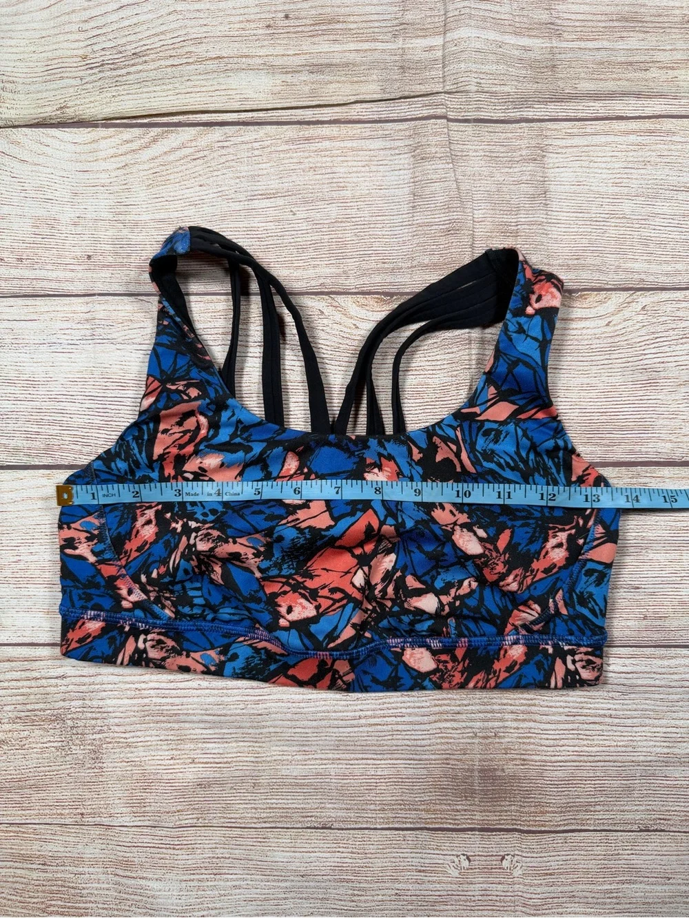 Lululemon Blue &‎ Coral Floral Butterfly Strappy Sports Bra